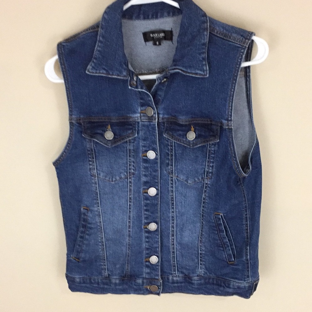 Black Label C’est To! Denim Faith Blue Jean  Jacket Vest Size Small